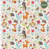 Autumn Themed Leaf Fox Bear Hedgehog Gazelle Owl Oak Patterned Digital Printed Fabric